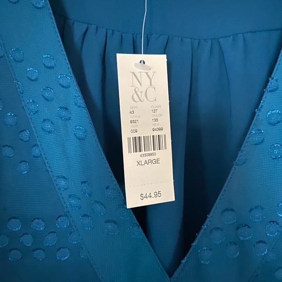 Blue NY&Co. semi-sheer blouse size XL - Picture 3 of 5